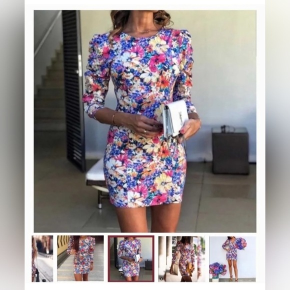 Zara "The Frida" Dress Blogger Fave Floral Puff Sleeve Size XS New - Picture 9 of 9